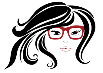 Vector portrait of woman in red glasses