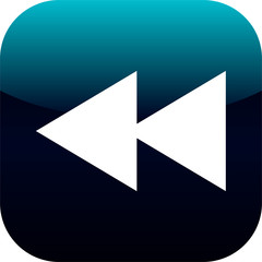 blue rewind web icon or button