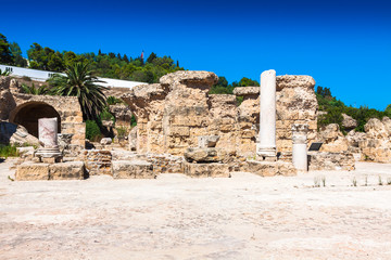 Fototapeta na wymiar ruins of Antonine Baths at Carthage, Tunisia