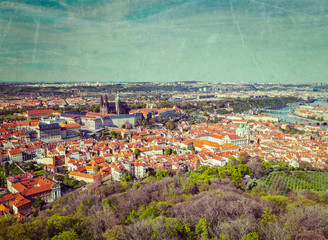 Aerial view of Hradchany the Saint Vitus Cathedral