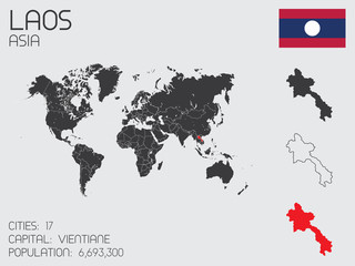 Set of Infographic Elements for the Country of Laos