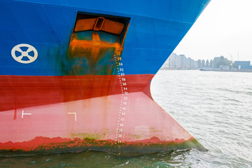 Large ship with draft scale