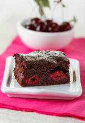 Homemade of chocolate brownies with cherries