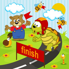 turtle athlete runs - vector  illustration, eps