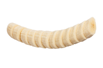 Banana slices isolated on white background