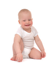 Infant child baby toddler sitting or crawling happy smiling