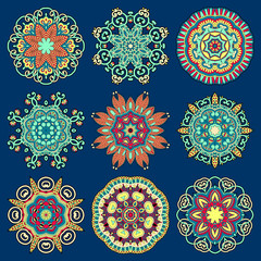 Circle lace ornament, round ornamental geometric doily pattern c