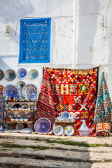Colorful oriental pottery bazaar (Tunisia)