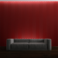 sofa on red background