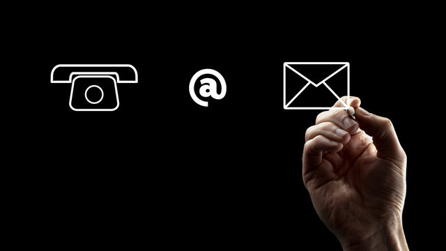 Phone, At Sign and Envelope Icons