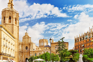 Valencia  cathedral temple in old town.Spain.