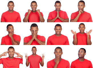 Latin man with different gestures.