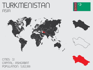 Set of Infographic Elements for the Country of Turkmenistan