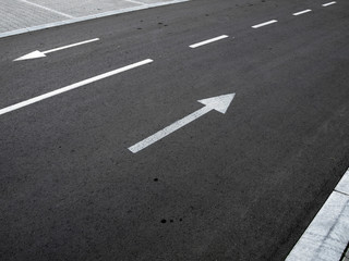 asphalt  with white dashed line