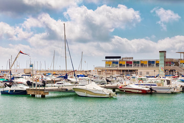 Fototapeta na wymiar View on moorage of yacht's in sea port. Spain