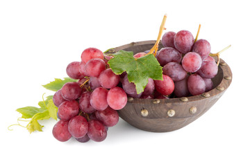 Fresh red grapes in wood bown