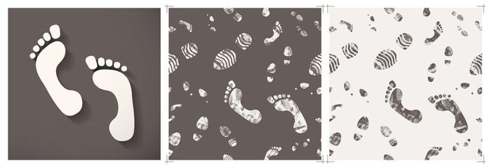 Footprints Pattern - obrazy, fototapety, plakaty
