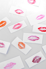 Set of lipstick kiss isolated on white