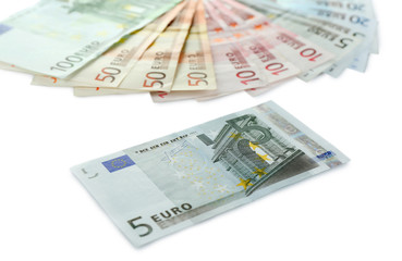 Obraz na płótnie Canvas Euro banknotes isolated on white