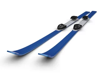 Foto op Plexiglas Blue skis on white background © Dimitrius