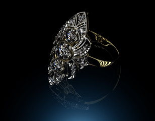Ring with Diamond. Fashion Jewelry background