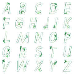 Green alphabet floral  can be used for design greeting cards