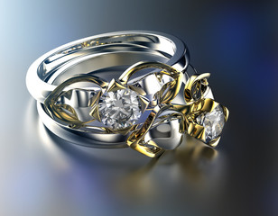 Ring with Diamond. Fashion Jewelry background