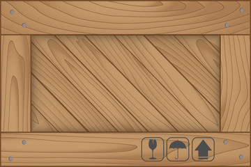 Texture of wood box and fragile symbol