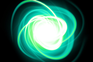 Green dynamic streak on a black background