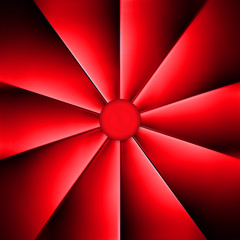 A red fan on dark background
