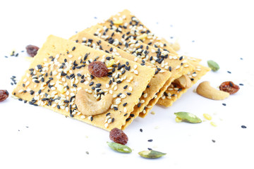Healthy cracker, isolated on white background.