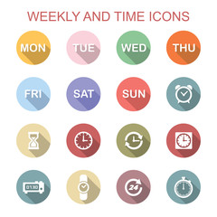 weekly and time long shadow icons