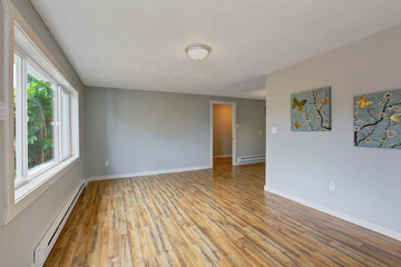 Empty house interior with light blue walls