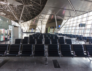 Empty departure lounge at the airport