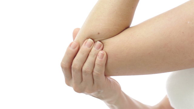 Female Rubbing Out Elbow Pain