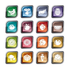 Fototapeta premium Fruit and Vegetables Icons