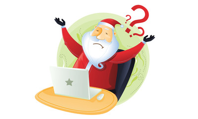 Santa have no idea in front of computer