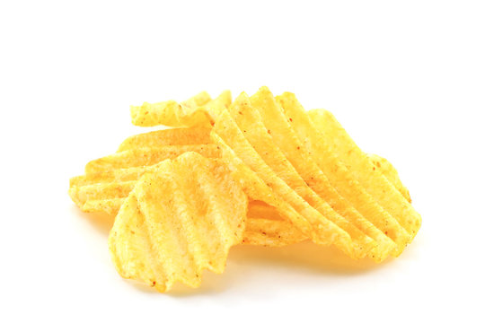 Potato chips isolated on white background