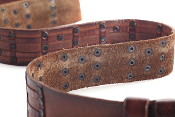 brown leather belt fashion on white background