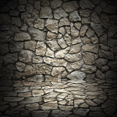Naklejka premium old grunge wall of rough stones as background