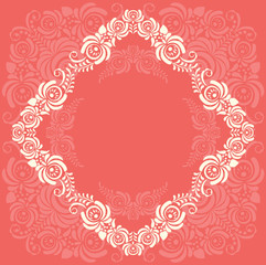 Frame of floral elements. Vector frame in gzhel style.
