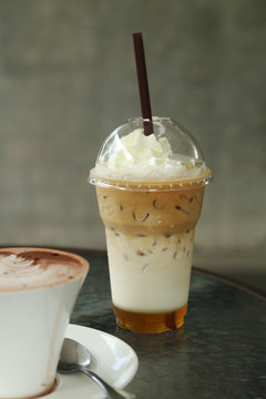 ice coffee with whipping cream