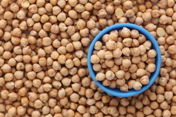 Chickpeas in a blue bowl