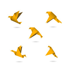 Fototapeta na wymiar origami orange birds icons set vector illustration