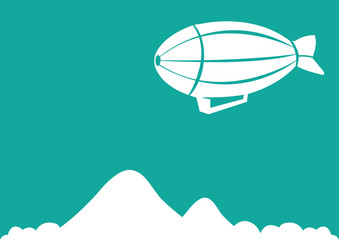 Fototapeta premium Illustration of Air Ship Against Green Background