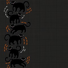 czarne koty halloween pionowy border na ciemnym tle © demonique