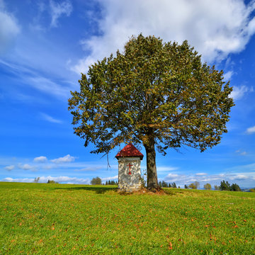 Landscape With Roadside Shrine. Poland.