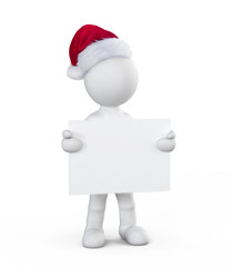 White Santa Boy Holding Placard