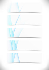Blue smooth wave lines cards set - web footer