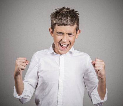 angry teenager screaming isolated on white background 